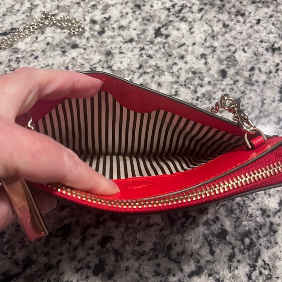Henri Bendel Red Leather Chain Wristlet / Crossbody